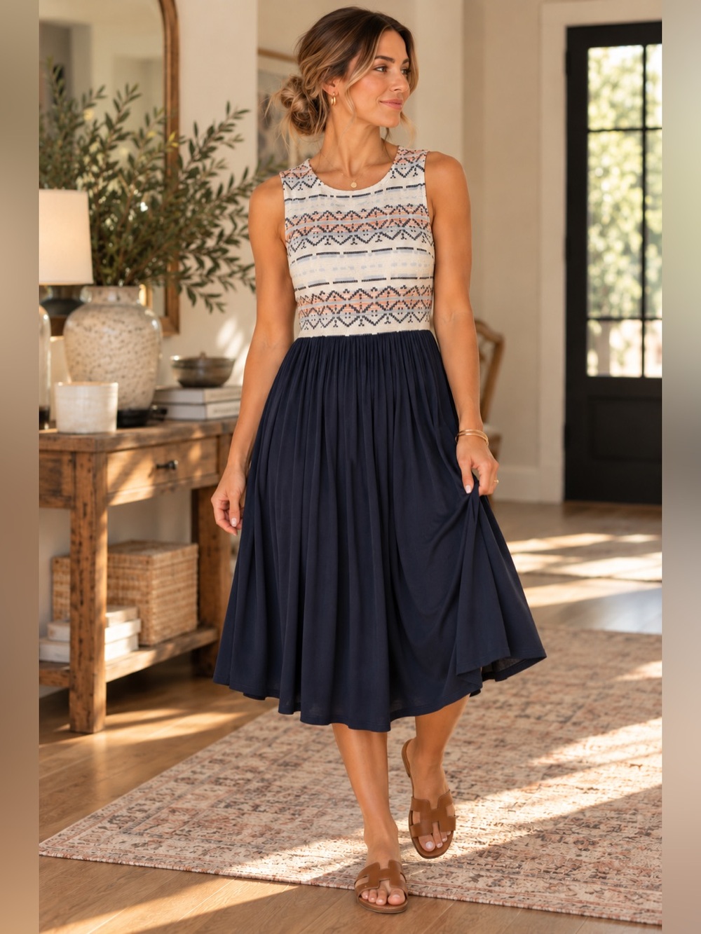 Dolan Left Coast Collection Geometric Navy Dress Size S